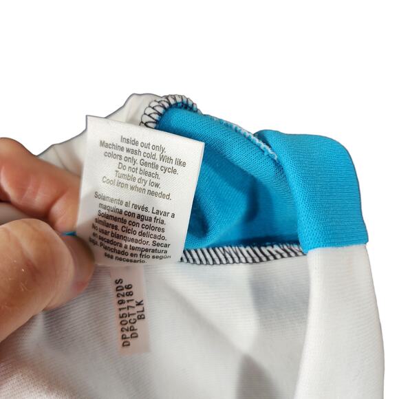 DKNY Sport 1/4 Zip Pullover Sweatshirt Women L Colorblock‎ Black White Blue LOGO - Picture 5 of 12